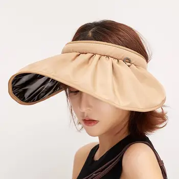 קיץ נשים אנטי-UV מתקפל מגן השמש כובע רחב שוליים ללא חלק עליון חיצוני ספורט כובע