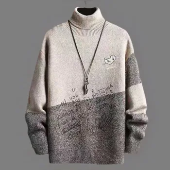 2023 החורף צווארון הסוודר של גברים עיבוי צמר קוריאני גרסה מגמה אישיות סרוגים קרקעיות החולצה סוודרים