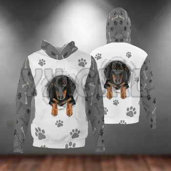 תחש כף-רגל של כלב מודפס 3D ' ונים יוניסקס Pullovers מצחיק הכלב ברדס מזדמן ברחוב אימונית