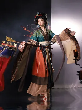 סיני Hanfu השמלה נשים הבציר המסורתי קרנבל&ליל כל הקדושים תחפושות קוספליי 2023 קיץ ירוק ואדום רקמה Hanfu השמלה