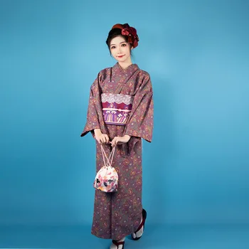 נשים היפני המסורתי, הקימונו 9pcs להגדיר האביב יאקאטה הדפסי פרחים בסגנון רטרו שמלה ארוכה תחפושות קוספליי