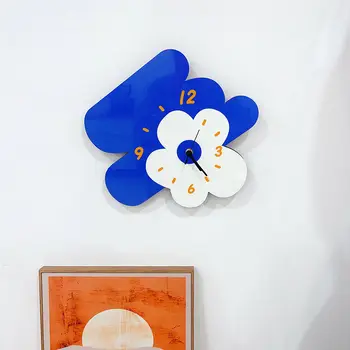 עץ קריקטורה אמנות פרח שעונים הסלון שקט שעוני קיר פלסטיק חדר ילדים פשוט צמח בבית אביזרים דקורטיביים קוריאנית