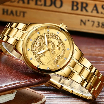 QINGXIYA חדש נשים שעונים העליון מותג יוקרה פיניקס זהב קוורץ שעונים נירוסטה עמיד למים שעון נשים Relogio Feminino