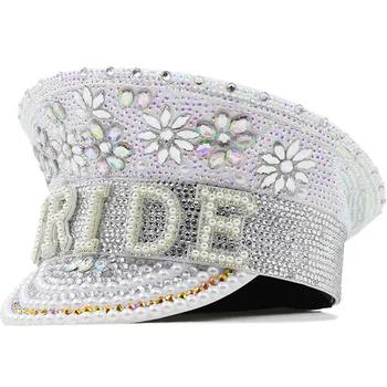 מעצב מותג נשים החתונה של האלף-בית לבן כמחוות יהלום צילום מתחת לשולי הכובע מסיבת יום הולדת כובע ביצועים כובע זכר
