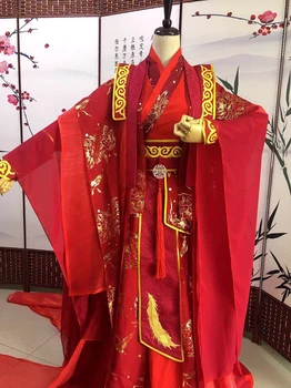 גודל גדול 6XL Hanfu השמלה נשים&גברים אישית קרנבל תחפושות קוספליי סינית מסורתית אדום עתיק החתונה השמלה Hanfu