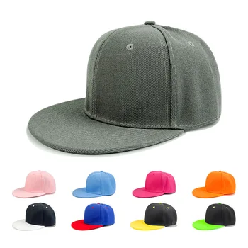 קלאסי Snapback גברים, נשים, נוער בנים בנות כובע כובע היפ הופ סגנון שטוח ביל ריק מוצק צבע מתכוונן בגודל 24 צבעים