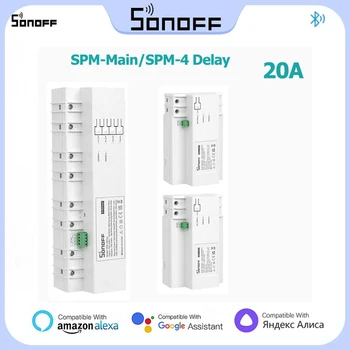 SONOFF SPM Stackable מד כוח לעבור 20A הגנת עומס יתר חכם מפר את צריכת האנרגיה תמיכה במסך אחסון נתונים