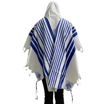 טלית טלית 140x190cm ישראל היהודית גודל גדול Tallits כחול רויאל Talit Tzitzits עבור נשים גברים מתנה Talitnia צעיף