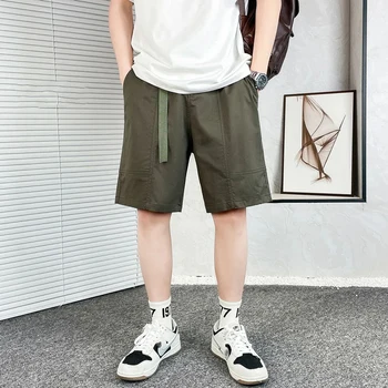 אופנה הקיץ חמש נקודות מכנסיים של גברים רופף נוער ספורט ישר ברחוב האמריקאי Hiphop מוצק צבע מזדמנים סרבל מכנסיים