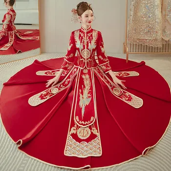 טוסט ביגוד בסגנון סיני פיניקס רקמה שמלת החתונה עתיקה מסורתית Hanfu שמלות כלה טאנג חליפה Cheongsam