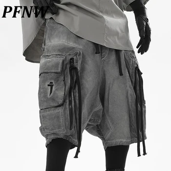 PFNW אביב קיץ אופנה לגברים Techwear גבוהה אופנת רחוב קצרים גאות שרוך מזדמן באגי תעשייה כבדה מכנסי דגמ 