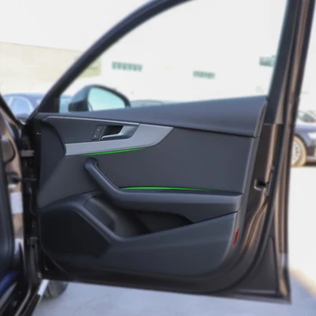 4PCS רכב פנים מיקרופייבר עור ידית הדלת פנל כיסוי לקצץ עבור אאודי A4 2017 2018