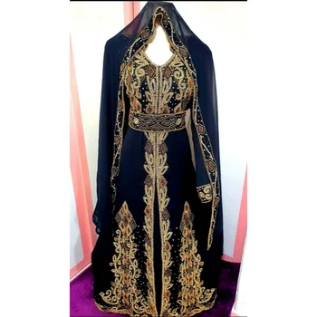 שחור דובאי, מרוקו Kaftans Farasha Abaya שמלה מגונדרת מאוד זמן האירופי והאמריקאי מגמות אופנה