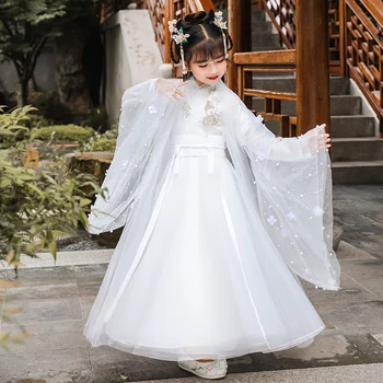 בנות סתיו חדש Hanfu שמלת הפיה שרוול ארוך בסגנון סיני נסיכת חצאית מסיבת ערב ביצועים שמלות Vestido תחפושת