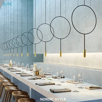 נורדי מעצב יצירתי מעגלי אור תליון מודרני מתכת מסעדה לתלות את המנורה מחקר השינה בר בגד חנות תאורה