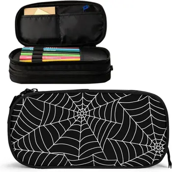 עכביש שחור אינטרנט קלמר עם רוכסנים אחסון כיס עיפרון תיבת סימון מארגן תיק עם תאים עבור בית הספר & Office