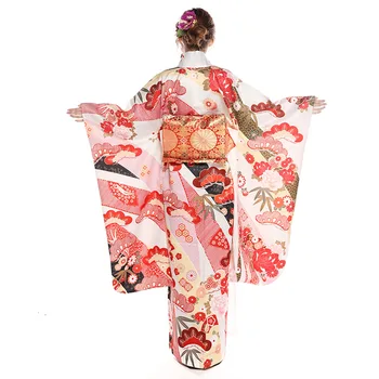 קימונו יפני מסורתי עם אובי נשים קוספליי בגדים קלאסי הבמה תחפושת גיישה קימונו החלוק שמלת ערב