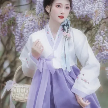 ההאנבוק הזה שמלת נשים סגול רקום קוריאנית תחפושת הנשי קוריאני ארמון צילום נסיעות ההאנבוק הזה הופעת ריקוד תלבושות