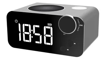 חדר השינה Bluetooth רמקול דיבורית סטריאופונית אלחוטית נגן מוסיקה רמקולים עם TF רדיו FM LED תצוגת זמן נודניק שעון מעורר
