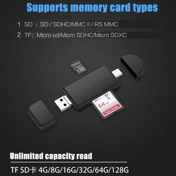 TF / ג ' נארי SD קורא כרטיסי USB 3.0 קורא כרטיסי סוג C 3.0/2.0 חכם קורא כרטיסי זיכרון מסוג C OTG כונן פלאש Cardreader מתאם