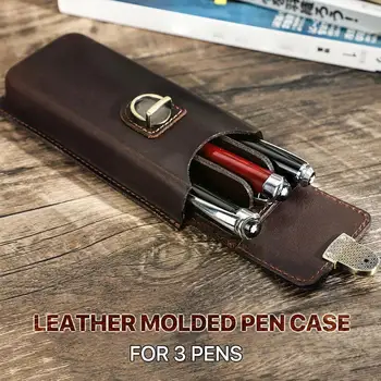 עור אמיתי עט במקרה להסיר את העט מגש נייד Pencilcase כיס ציוד לבית הספר מכשירי כתיבה מחזיק עט המשרד C6Z9