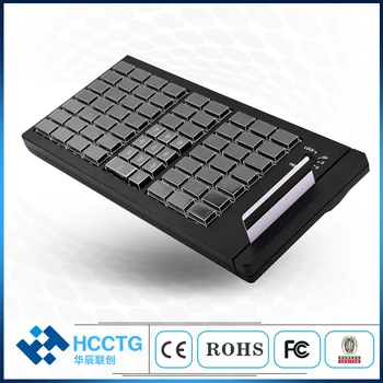 שחור USB מתכת POS לתכנות מכני מקלדת עם קורא כרטיסי KB66U
