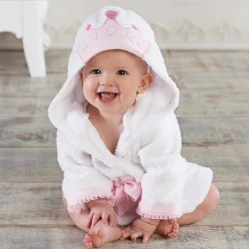 Hooyi הכתר ילדים מגבת היילוד שמיכות לתינוקת רחצה עם ברדס מגבות מקלחת תינוק חומר טרי פיג ' מה המעיל