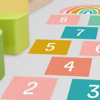 2pcs צבע משובץ ילדים דיגיטלית של המשחק קומה מדבקות בגן רצפת הסלון קישוט קשת קיר Pvc מדבקות
