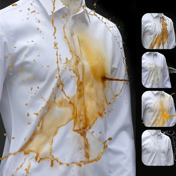 8XL - S עמיד למים ושמן כתם הוכחה הידרופובי חומר חולצת גברים שרוול ארוך Slim Fit חברתית Antifouling עסקים בתוספת גודל