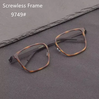 מעצב מותג דנמרק אי-בורג ציר מסגרת משקפיים, גברים נשים אצטט טיטניום משקפיים לשני המינים קוריאנית משקפיים משקפי 9749