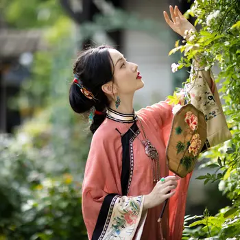 2023 שושלת צ 'ינג שיקום לעמוד צווארון אקארד חופשי Cheongsam שמלת נקבה סינית מסורתית Cosplay צ' יפאו בתוספת גודל 3xl