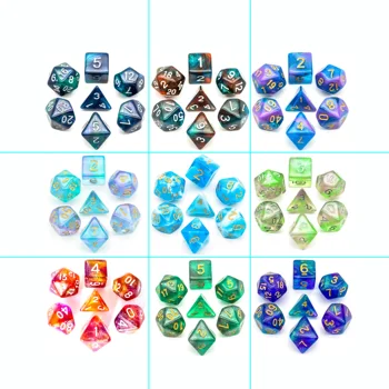 7pcs/סט נצנצים DND קוביות D&D קוביות D4, D6-D8 D10 D% D12 D20 Polyhedral משחקי קוביות להגדיר עבור מבוכים ודרקונים MTG RPG