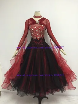 תקן סלוני שמלות ברמה גבוהה האבן ניצוץ זכוכית שרוול ארוך, טנגו, ואלס אולם Competiton לרקוד שמלות