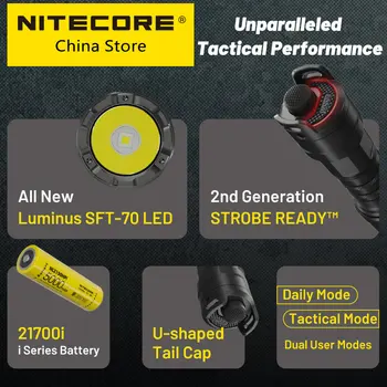 NITECORE P23i USB-C נטענת פנס רב עוצמה צבאית טקטית פנסים 3000 lumens 470m NL2150HPi Li-ion Battery