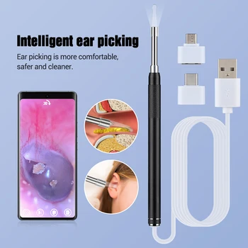 חכם Visual האוזן מנקה אוזניים מקל אנדוסקופ Earpick המצלמה Otoscope האוזן שואב שעווה באוזן מסיר אוזנו בורר שעוות אוזניים הכלי להסרת