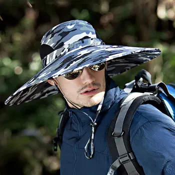דייג גברים כובע קיץ דלי כובעים גדולים ברים שמשיה כובע הסוואה חיצונית לטיפוס הרים, דיג, רכיבה על אופניים