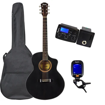 סיטונאי 40inch צבע שחור מאט, גימור עץ אשוח העליון אקוסטית גיטרה חשמלית עם EQ- - גרייס-17A ו טיונר