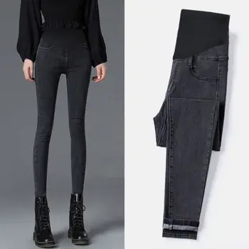 חדש לנשים בהריון ג 'ינס של נשים אופנה סלים גבוהה המותניים למתוח רזה עיפרון ג' ינס גבירותיי רטרו כחול ג ' ינס מכנסיים