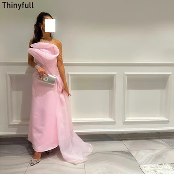 Thinyfull אלגנטי וורוד ערב המפלגה שמלת סטרפלס חרוזים שמלת הנשף 2023 הסעודית ערבית רשמית אירוע שמלת חלוק דה לנשף