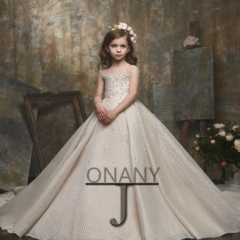 JONANY יוקרה פרח שמלת ילדה פנינים קו רכבת בית משפט 2023 אישית שמלת נשף ילדה קטנה נסיכה Roupas דה Florista