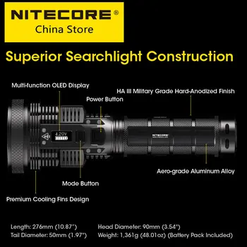 מקורי NITECORE TM39 5200 Lumens LED נטענת פנס קרן לזרוק 1500 מ ' עוצמה זרקור עם NBP68HD סוללה