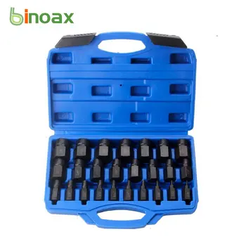Binoax בורג Extractor סט עם תיבת 25Pcs הקס ראש Multi-שגם בולט להגדיר כרום מוליבדן סגסוגת פלדה מעוגלות בולט מסיר