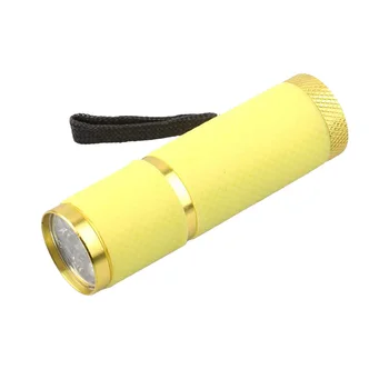 כף יד 9 UV LED פנס לפיד אור אולטרה סגול אור סגסוגת אלומיניום כסף גילוי לפיד בלי (צהוב)