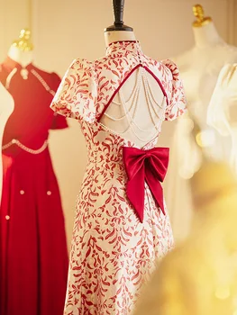 סינית מסורתית Cheongsams המפלגה שמלה אדומה נקבה שמלה ארוכה לנשים, בגדי קיץ צ ' יפאו Hanfu רשמי שמלות ערב