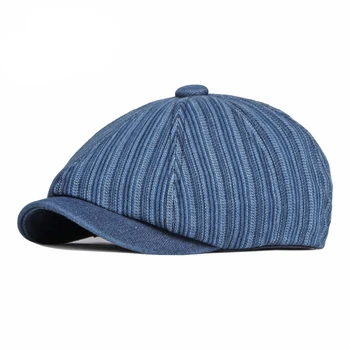 רטרו נהיגה שטוח כובע שטף ג ' ינס מגמת אדרה כומתה כובע גברים סתיו כתב אייבי כובע עם פסים גטסבי צייר מתומן כובעים