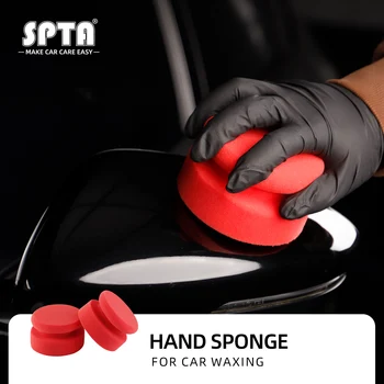 (מכירה אחת) SPTA אדום היד שעווה ספוג מתחם המוליך מברשת המכונית היופי כביסה משטח צבע אוטומטי אכפת ליטוש