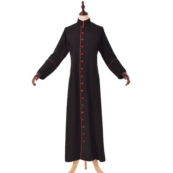כומר שחור חלוק של הכנסייה הקתולית הכומר גלימות גלימה נשים גברים דת הליטורגית מסה אלב ימי הביניים השמלה