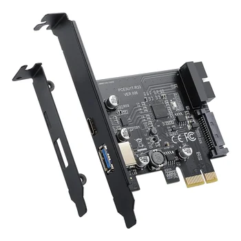 PCI-E X1 USB 3.2 Gen1 USB3.2 סוג-C מול מתאם כרטיס 2 יציאות (סוג C+ סוג) כרטיס הרחבה