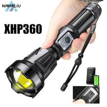 C2 קמפינג אור סופר חזק XHP360 פנס LED נטענת USB 5 מצב טקטי לפיד השתמש 26650 סוללה חירום פנס
