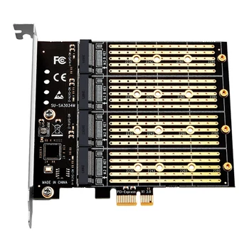 כריית PCIE. M2 מתאם PCI-E מתאם PCI Express X1 4 יציאות מקש B M. 2 NGFF SATA הרחבה כרטיס Riser